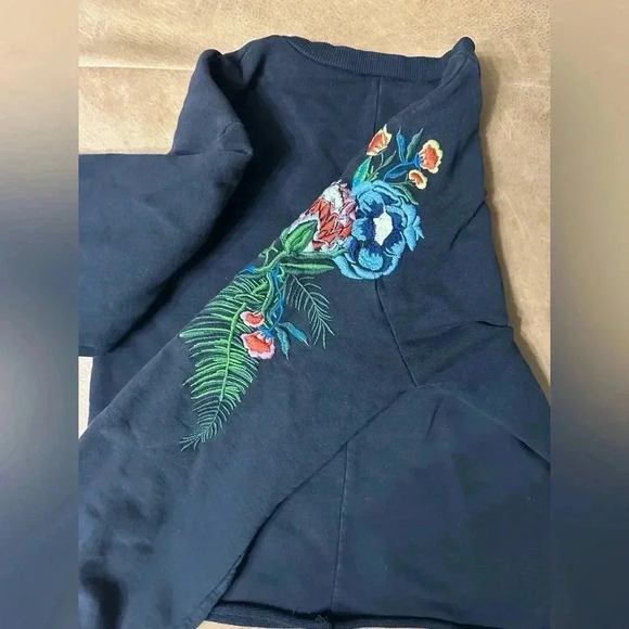 ZARA TRAFALUC Embroidered Sweatshirt Balloon Sleeve Women’s Size Small - Picture 8 of 9